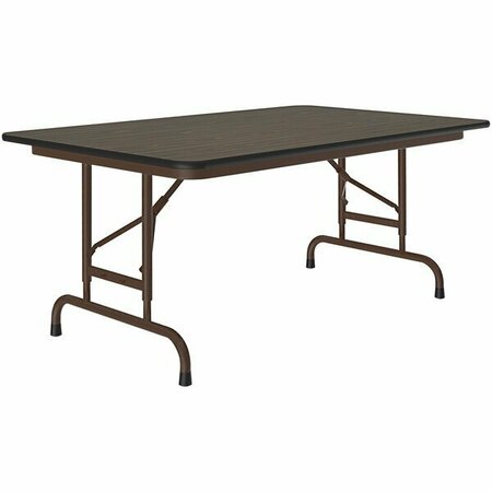 CORRELL 30x48 Walnut 22-32'' Adjustable Height Folding Table with Brown Frame 384FA3048TFW